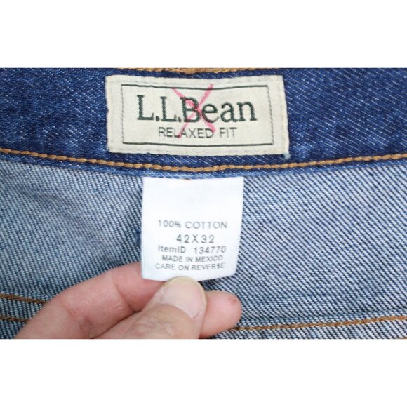LL Bean Double L Jeans Relaxed Fit Straight Leg Cotton Stonewashed 42x32 - Picture 4 of 11